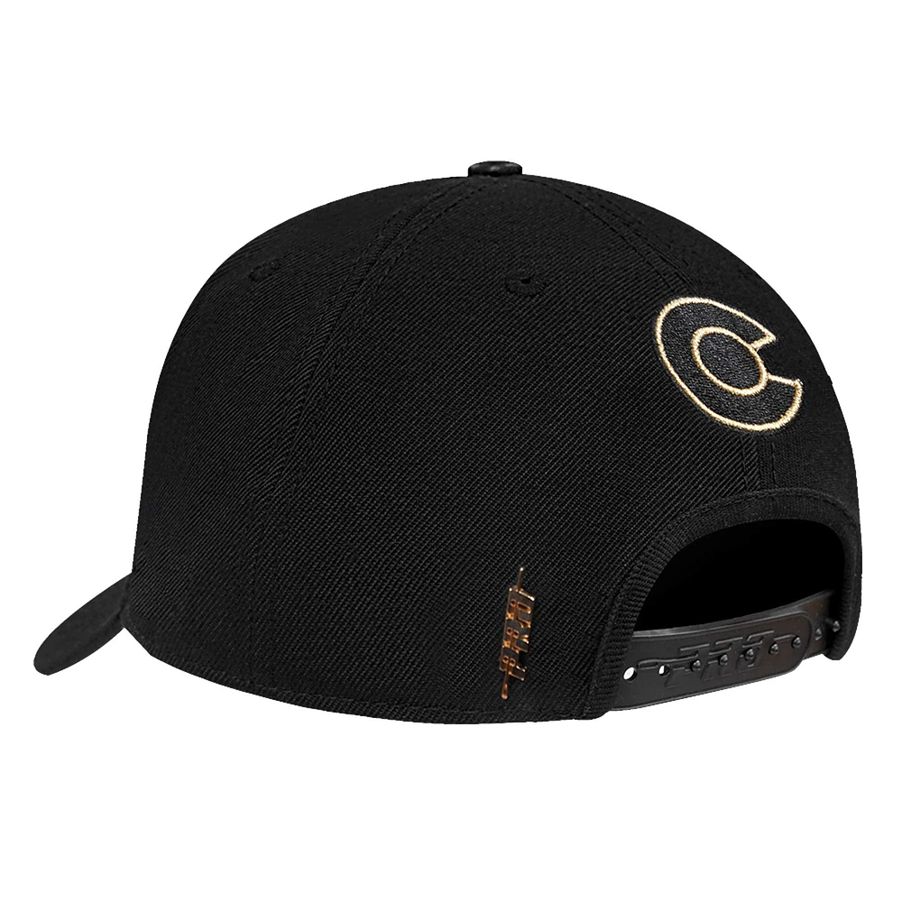 Casquette ajustable à pincement sur le devant avec logo métallique Colorado Avalanche noir Pro Standard pour homme