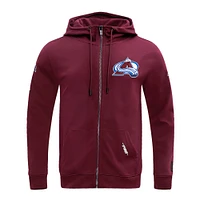 Men's Pro Standard Burgundy Colorado Avalanche Classic Chenille Full-Zip Hoodie Jacket