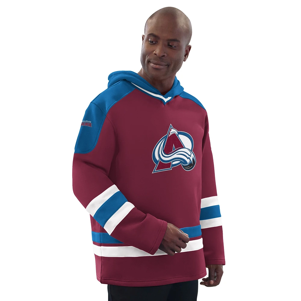 Men's Starter Burgundy/Blue Colorado Avalanche Hockey Pullover Hoodie