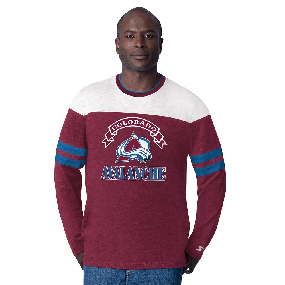 Men's Starter  Burgundy Colorado Avalanche Blitz Durene Long Sleeve T-Shirt