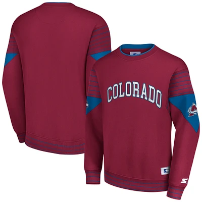 Men's Starter  Burgundy Colorado Avalanche Faceoff Pullover Sweatshirt