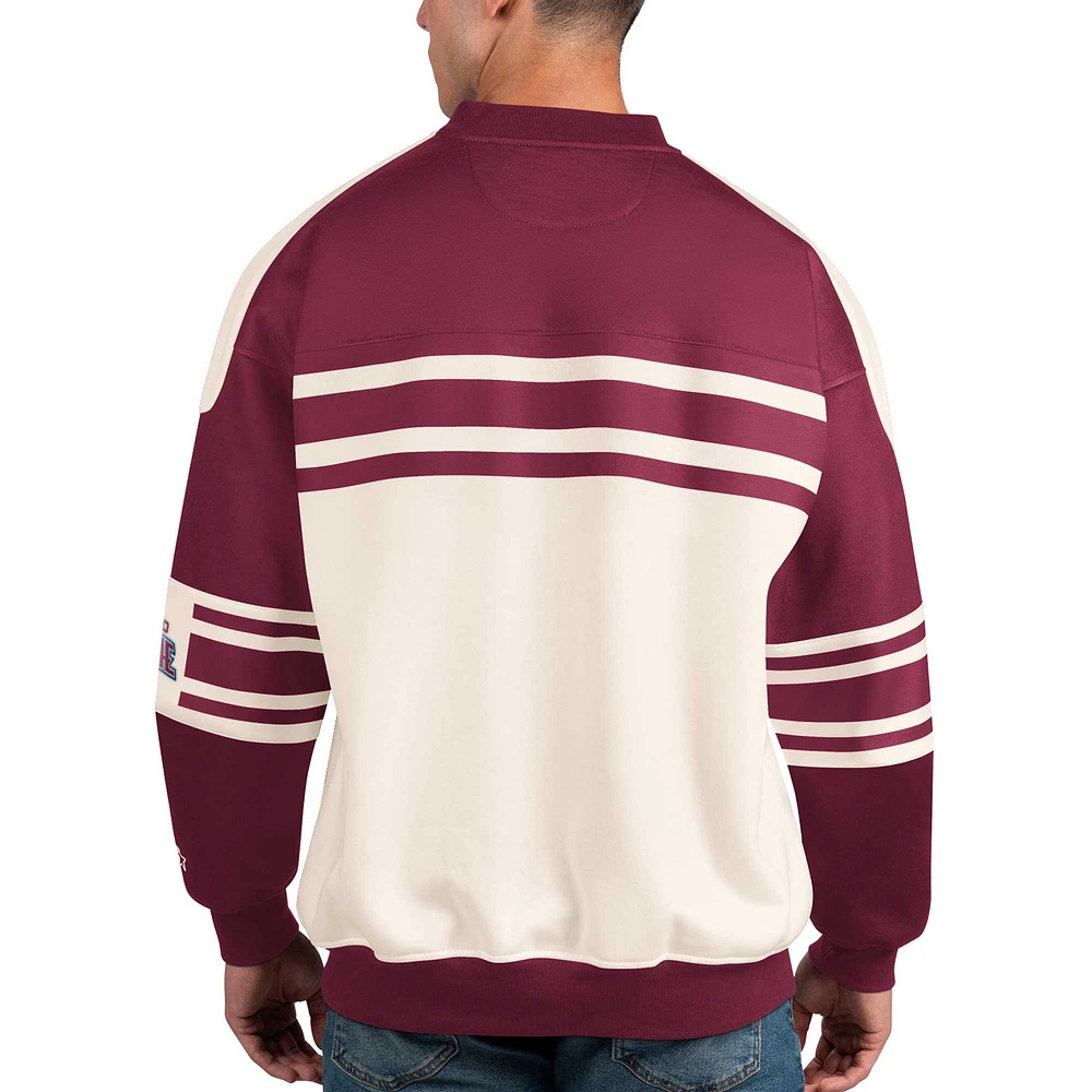 Men's Starter White Colorado Avalanche Defense Fleece Crewneck Pullover Sweatshirt