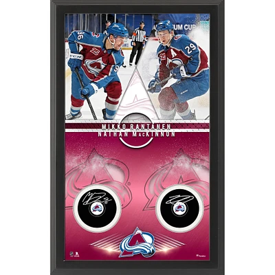 Mikko Rantanen & Nathan MacKinnon Colorado Avalanche Framed Autographed Hockey Puck Shadowbox with Hockey Pucks