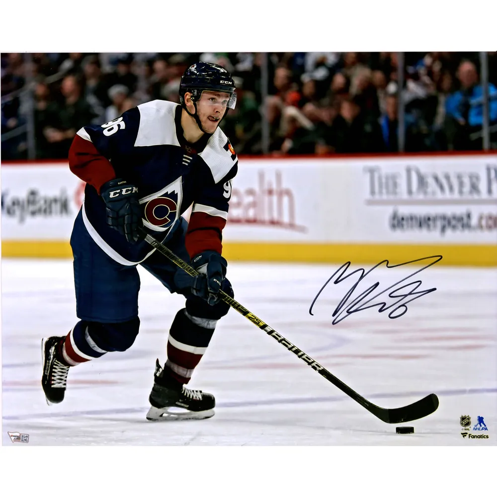 Nathan MacKinnon Colorado Avalanche Unsigned White Jersey Skating Photograph