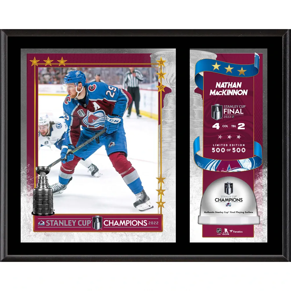 Men's Fanatics Branded Nathan MacKinnon Navy Colorado Avalanche 2022 Stanley  Cup Champions Banner Name & Number T-Shirt