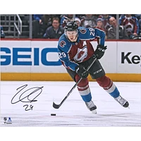 Nathan MacKinnon Colorado Avalanche Autographed 16" x 20" Burgundy Jersey Skating Photograph