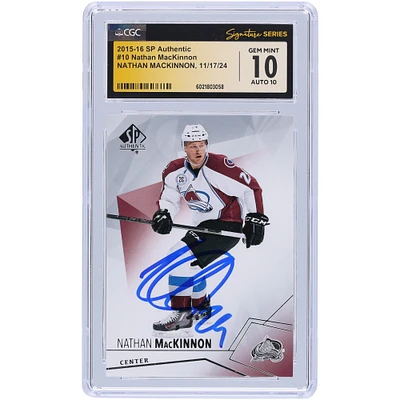 Carte autographiée 10/10 Upper Deck SP authentique n° 10 CGC Fanatics Witnessed Colorado Avalanche 2015-16