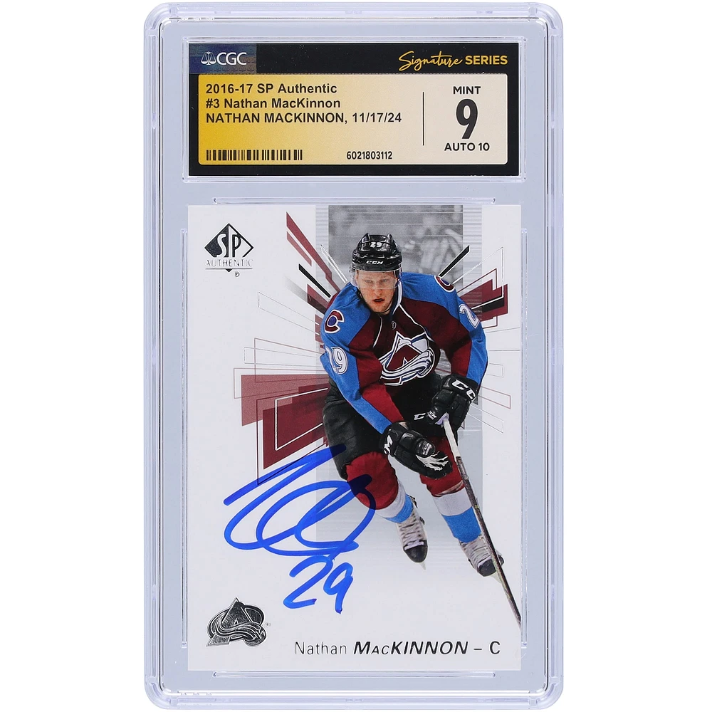 Nathan MacKinnon Colorado Avalanche Autographed 2016-17 Upper Deck SP Authentic #3 CGC Fanatics Witnessed Authenticated 9/10 Card
