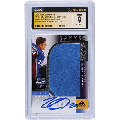 Nathan MacKinnon Colorado Avalanche Autographed 2020-21 Upper Deck SP Game Used 3 Color '20 All-Star Game Banner Year Relic #AS20-NM CGC Fanatics Witnessed Authenticated 9/10 Card