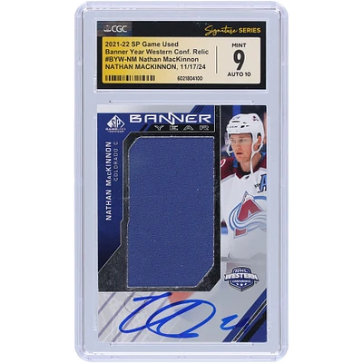 Nathan MacKinnon Colorado Avalanche Autographed 2021-22 Upper Deck SP Game Used Banner Year Western Conference Relic #BYW-NM CGC Fanatics Witnessed Authenticated / Card