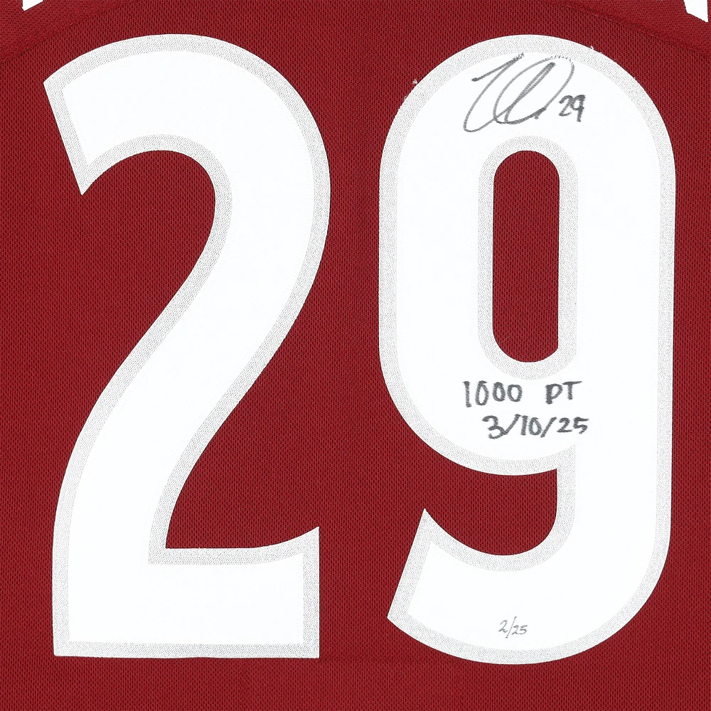Nathan MacKinnon Colorado Avalanche Autographed Burgundy Fanatics Premium Jersey with "1,000th PT 3/10/25" Inscription - Limited Edition of 25