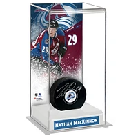 Nathan MacKinnon Colorado Avalanche Autographed Puck with Deluxe Tall Hockey Puck Case