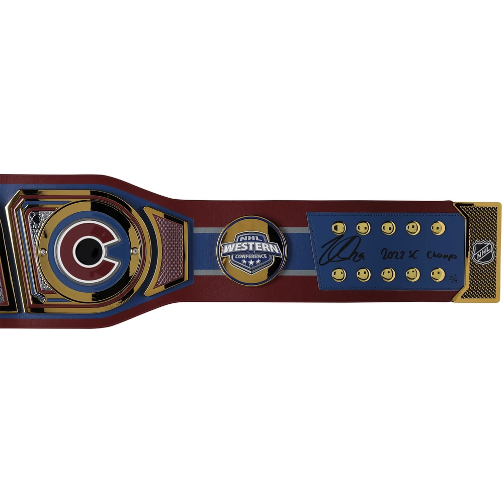 Nathan MacKinnon Colorado Avalanche Autographed WWE Legacy Title Belt with "2022 SC Champs" Inscription - Limited Edition of 5