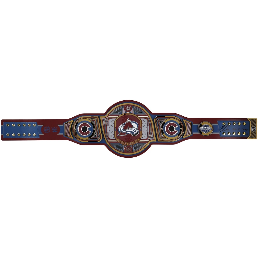Nathan MacKinnon Colorado Avalanche Autographed WWE Legacy Title Belt with "2022 SC Champs" Inscription - Limited Edition of 5