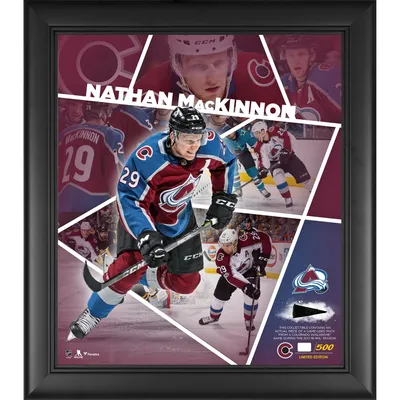 Men's Fanatics Branded Nathan MacKinnon Navy Colorado Avalanche 2022 Stanley Cup Champions Banner Name & Number T-Shirt