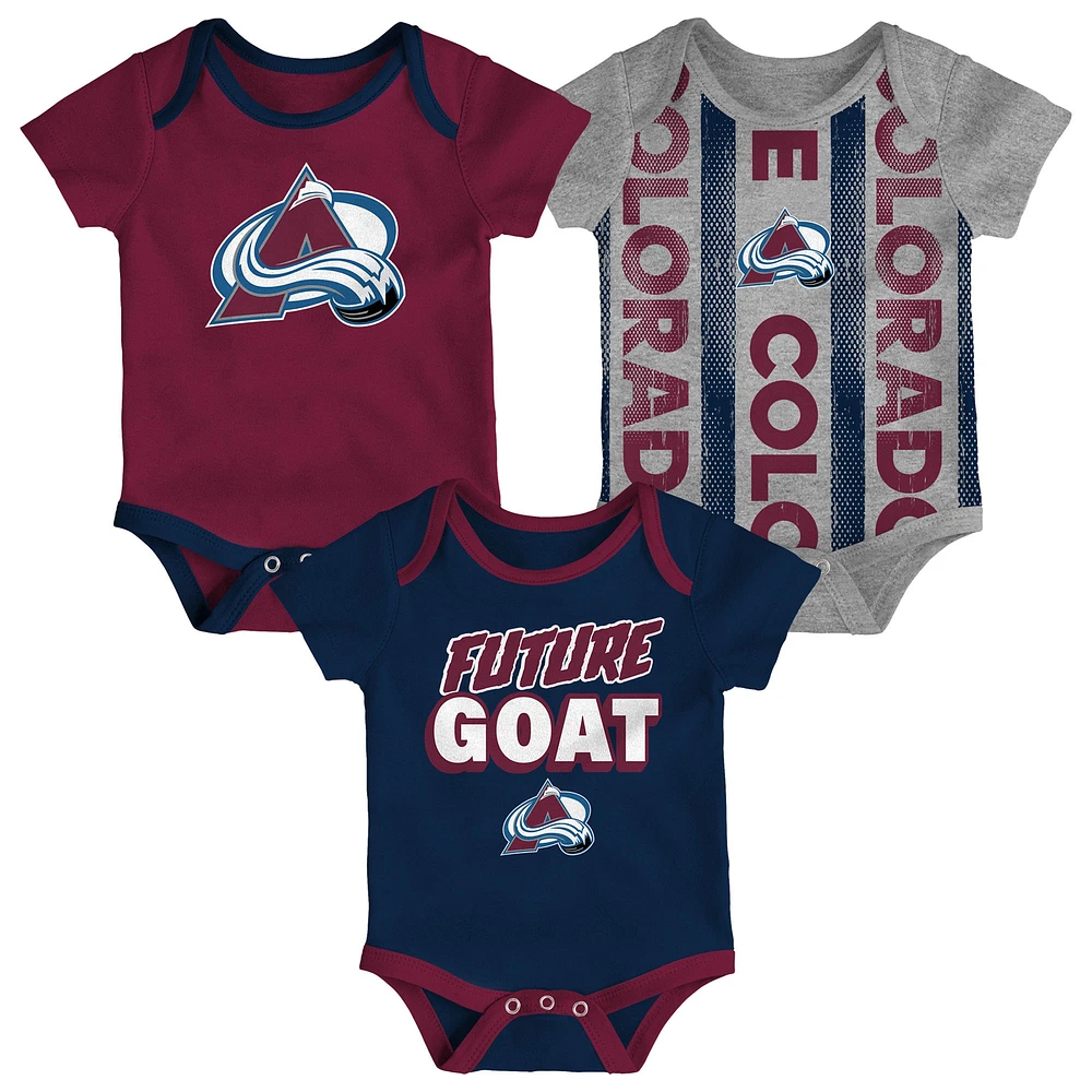 Ensemble de trois bodies pour nouveau-né Colorado Avalanche Loyal Buddies