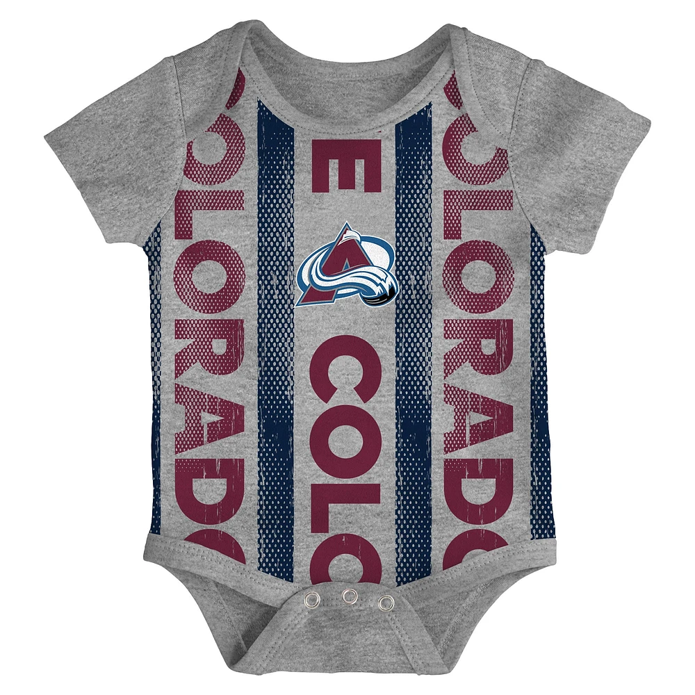 Ensemble de trois bodies pour nouveau-né Colorado Avalanche Loyal Buddies