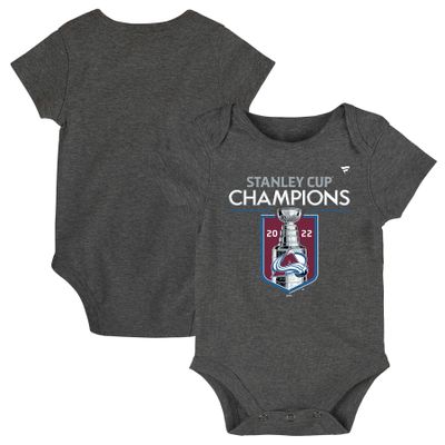 Newborn Fanatics Branded Heathered Charcoal Colorado Avalanche 2022 Stanley Cup Champions - Locker Room Bodysuit