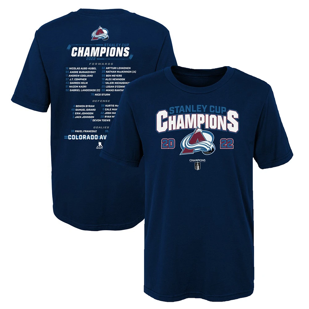 Preschool Fanatics Navy Colorado Avalanche 2022 Stanley Cup Champions Roster T-Shirt