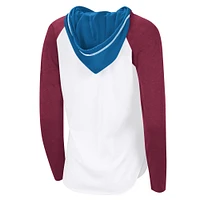 T-shirt à capuche manches longues raglan G-III 4Her par Carl Banks pour femme, blanc