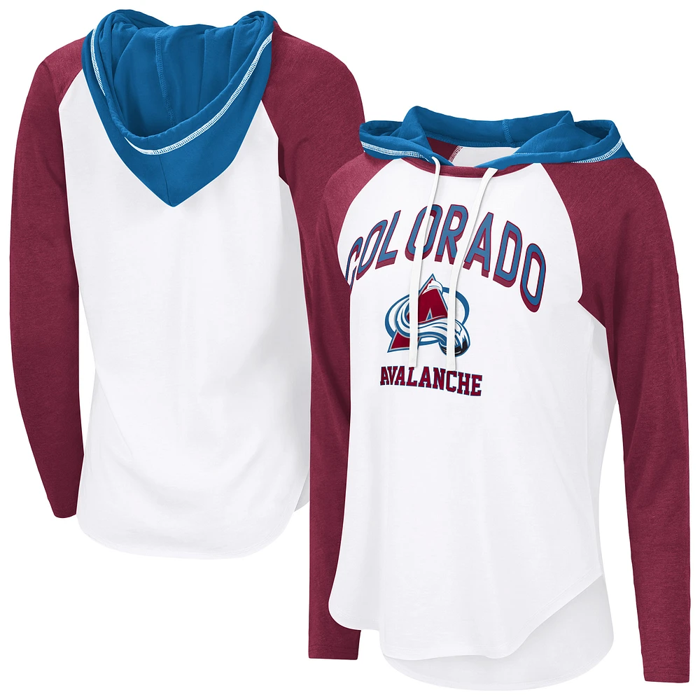 T-shirt à capuche manches longues raglan G-III 4Her par Carl Banks pour femme, blanc