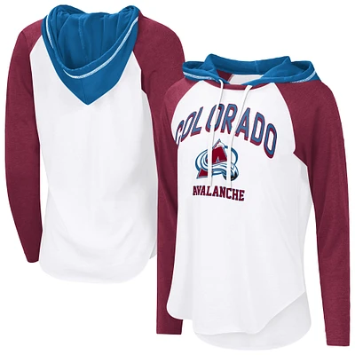 T-shirt à capuche manches longues raglan G-III 4Her par Carl Banks pour femme, blanc