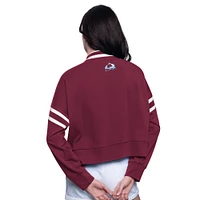 Women's Starter  Burgundy Colorado Avalanche Power Play Cropped Pullover Sweatshirt