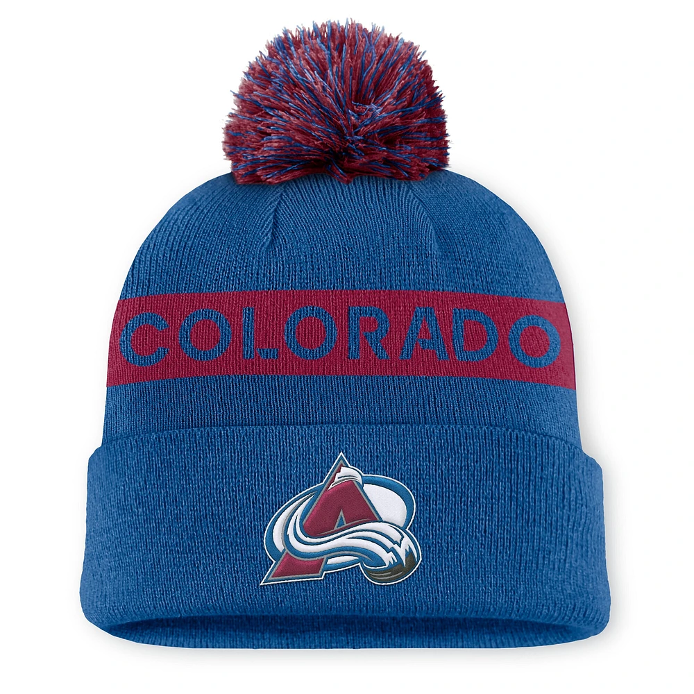 Women's Fanatics Blue/Burgundy Colorado Avalanche Authentic Pro Rink Cuffed Knit Hat with Pom