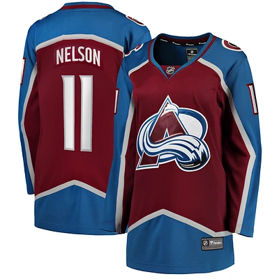 Maillot de joueur d'échappée à domicile l'Avalanche du Colorado, couleur bordeaux, fanatiques féminines Brock Nelson