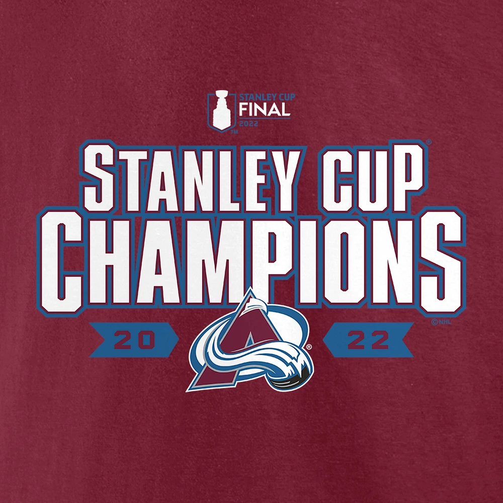 Women's Fanatics Burgundy Colorado Avalanche 2022 Stanley Cup Champions Jersey Roster V-Neck T-Shirt