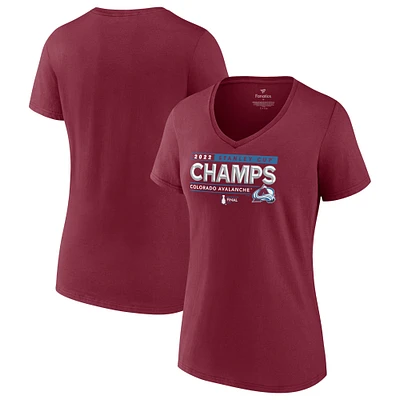 Women's Fanatics Burgundy Colorado Avalanche 2022 Stanley Cup Champions Winger V-Neck T-Shirt