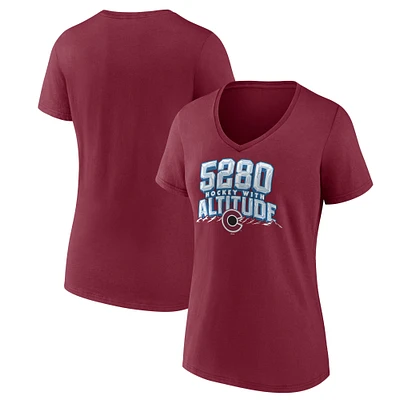 T-shirt A col en V Fanatics Garnet Colorado Avalanche Local pour femmes