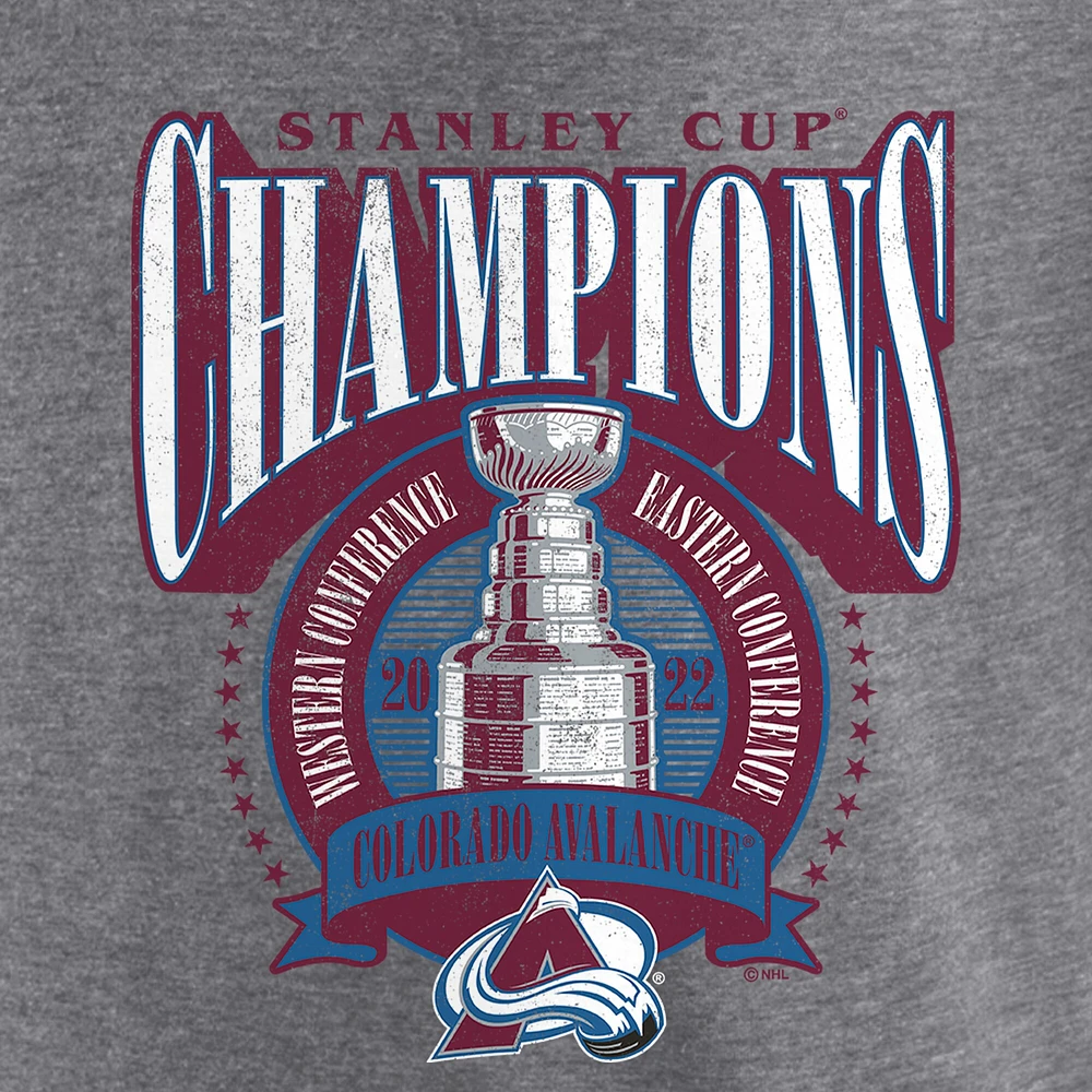 Women's Fanatics Heathered Gray Colorado Avalanche 2022 Stanley Cup Champions Banner V-Neck Triblend T-Shirt