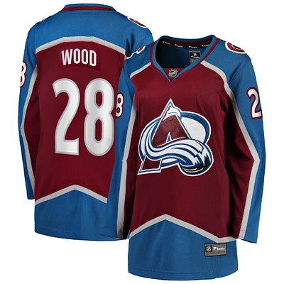 Women's Fanatics Miles Wood Maroon Colorado Avalanche Home Breakaway Player Jersey