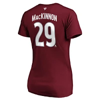 Women's Fanatics Nathan MacKinnon Burgundy Colorado Avalanche Plus Name & Number V-Neck T-Shirt