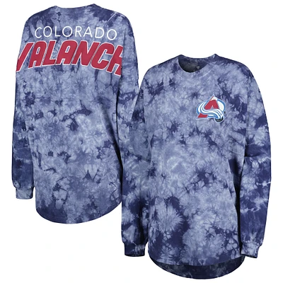 Women's Fanatics Navy Colorado Avalanche Crystal-Dye Long Sleeve T-Shirt