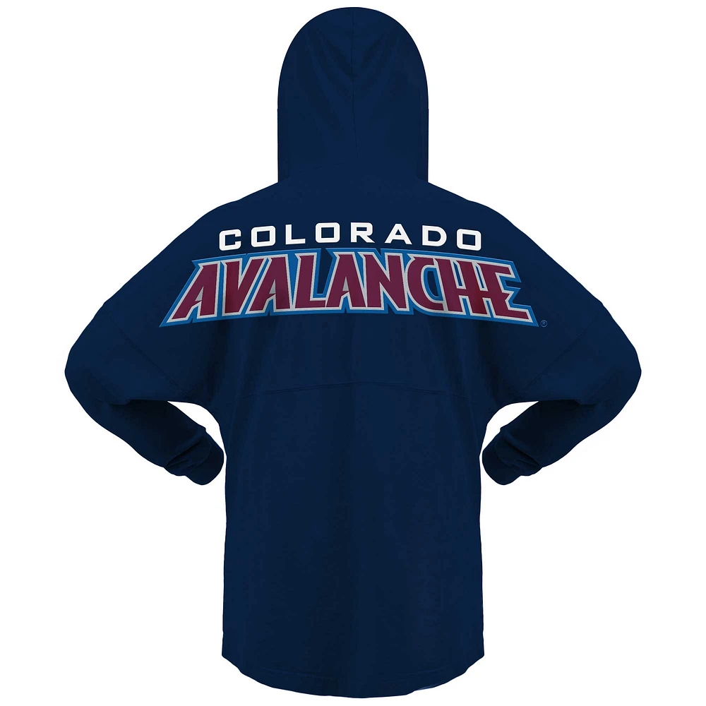 Women's Fanatics Navy Colorado Avalanche Jersey Lace-Up V-Neck Long Sleeve Hoodie T-Shirt