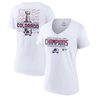 Women's Fanatics White Colorado Avalanche 2022 Stanley Cup Champions Signature Roster V-Neck T-Shirt