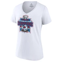 Women's Fanatics White Colorado Avalanche 3-Time Stanley Cup Champions V-Neck T-Shirt