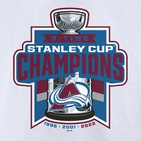 Women's Fanatics White Colorado Avalanche 3-Time Stanley Cup Champions V-Neck T-Shirt