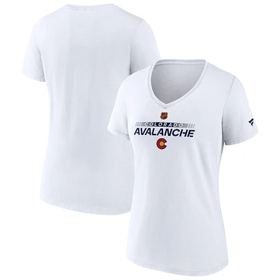 T-shirt à col en V édition spéciale Fanatics pour femme, blanc, Colorado Avalanche