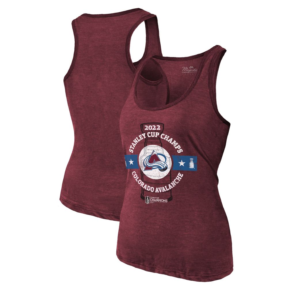 Women's Majestic Threads Burgundy Colorado Avalanche 2022 Stanley Cup Champions Racerback Tank Top