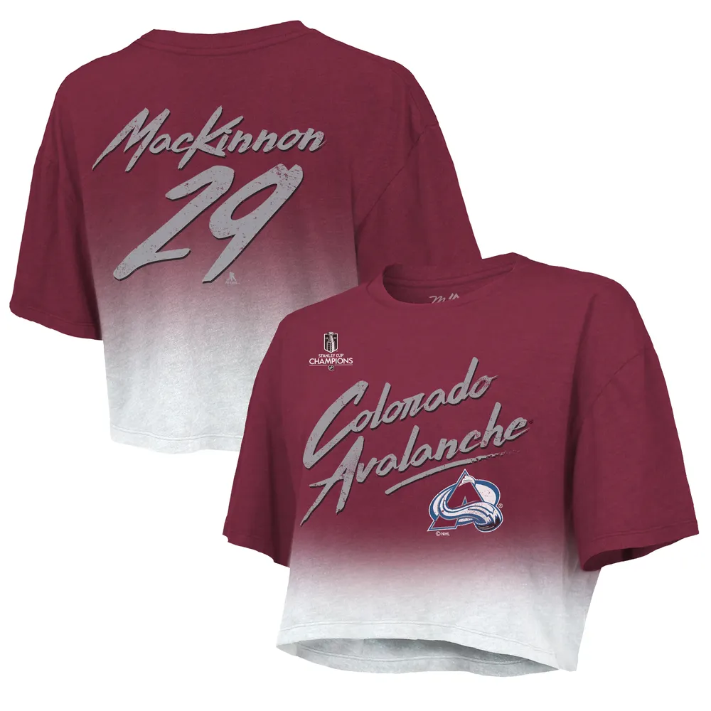 Men's Colorado Avalanche Nathan MacKinnon Fanatics Branded Navy Authentic  Stack Name & Number T-Shirt