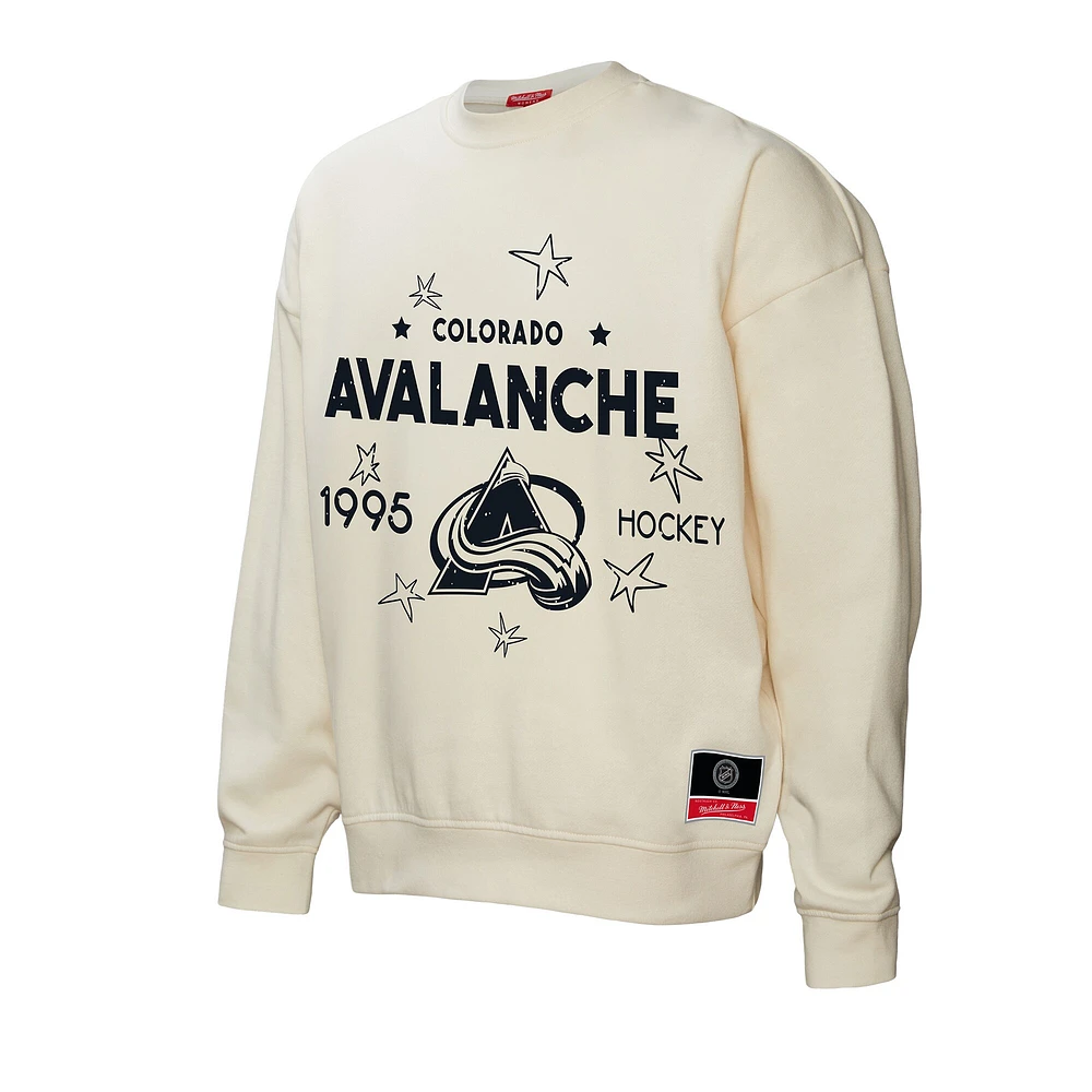 Women's Mitchell & Ness  Cream Colorado Avalanche Logo 3.0 Pullover Sweatshirt