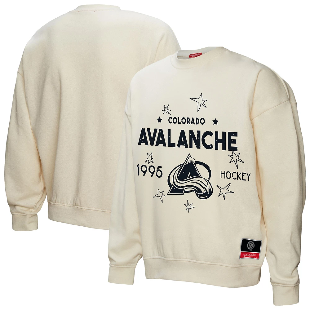 Sweat-shirt à capuche pour femme Mitchell & Ness Colorado Avalanche Logo 3.0 crème