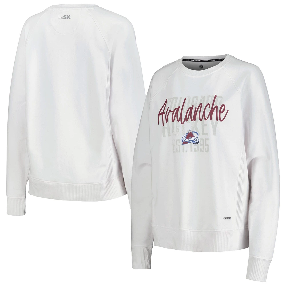 Women's MSX by Michael Strahan White Colorado Avalanche Millie Raglan Pullover Sweatshirt