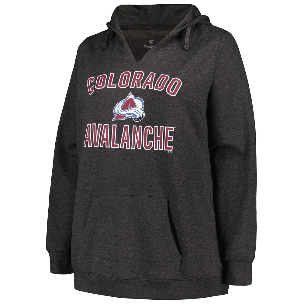 Women's Profile Heather Charcoal Colorado Avalanche Plus Arch Over Logo Pullover Hoodie