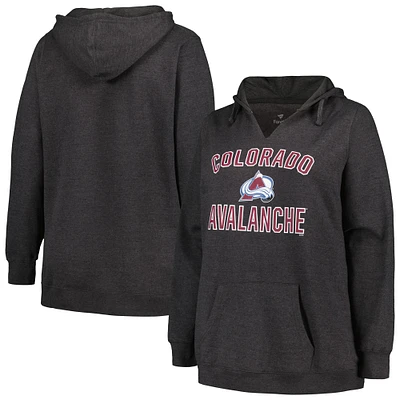 Women's Profile Heather Charcoal Colorado Avalanche Plus Arch Over Logo Pullover Hoodie