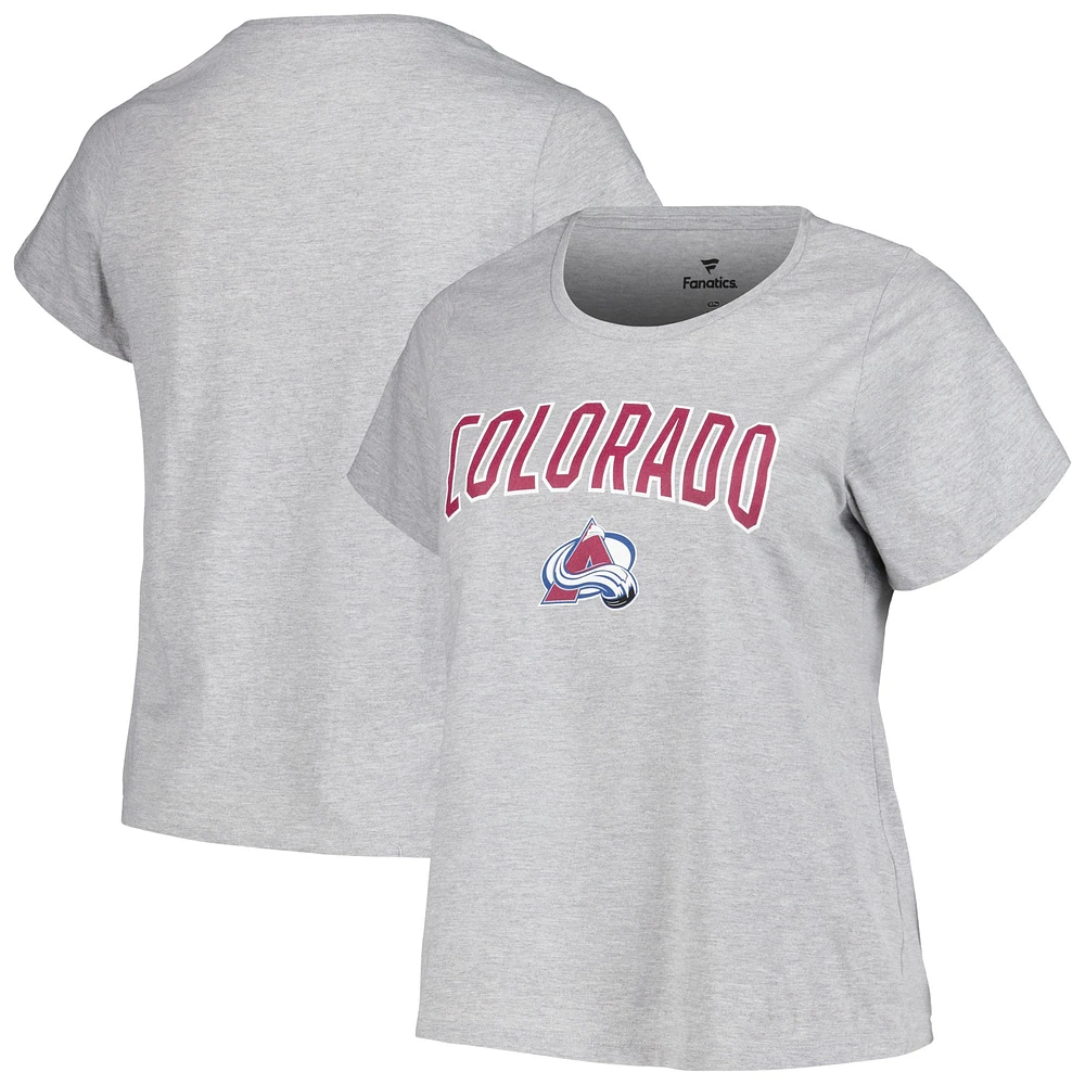 Women's Profile Heather Gray Colorado Avalanche Plus Arch Over Logo T-Shirt