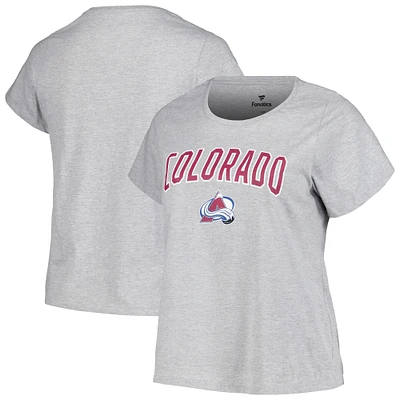 T-shirt Profile pour femmes, gris chiné, Colorado Avalanche, grande taille, avec logo arqué